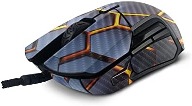MOINYSKINS јаглеродни влакна кожа компатибилна со Steelseries Rival 5 Gaming Mouse - Lava Hex | Заштитна, издржлива завршница на јаглеродни влакна | Лесен за примена и промена на стилови | Н