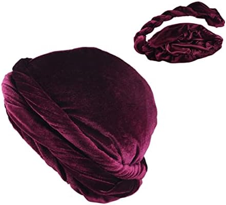 Турбан за мажи Хало турбан, гроздобер турбан пресврт на главата обвивка еластичен кадифе модал и сатен обложен со турбански шал вратоврска