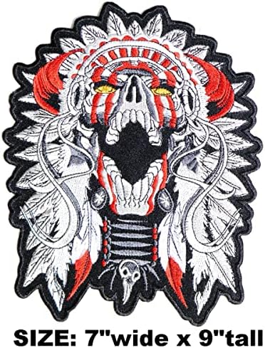 9 череп глава Американски мајчин метал панк -метал панк -велосипедист назад лепенка железо на шиење на извезена апликација за маица