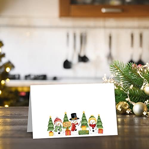 Картички за божиќни табели, картичка за празно место за седење за маса, 25 етикети за шатори за храна со вклучена храна, картички со двојно