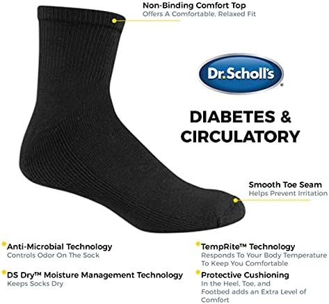 Машки Машки Дијабетес на д-Р шол &засилувач; Циркулатор Чорапи-4 &засилувач; 6 Пар Пакети-Необврзувачки Удобност И Управување Со Влага