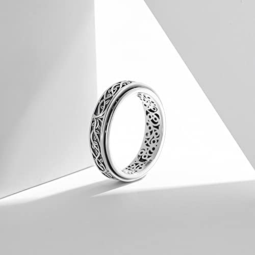 Yafeini fidget прстен Стерлинг сребрен прстен за жени келтски јазол/сончоглед/маргаритка/срце/дрво на животот што се врти прстен за ринг-ринг-подароци