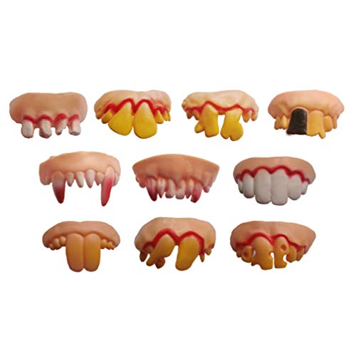 Исценети вампирски огради што ги вознемируваат PCB 5pcs лажни заби смешни вампирски заби заби за заби, задни заби, грди лажни заби заби