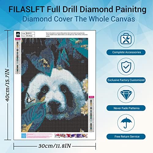 Filaslft DIY животни Дијамантски комплети за сликање за возрасни, панда дијамантска уметност за возрасни почетници, целосна вежба