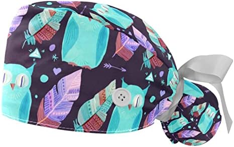 Шарен фенер 2 парчиња прилагодливи буфонски капи со копчиња и обвивки за вратоврска на главата за глава со џемпер