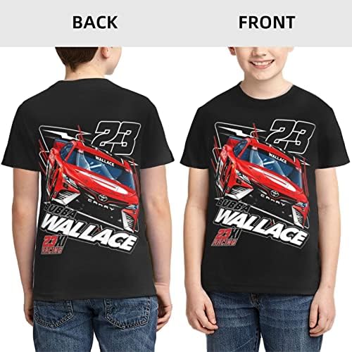 Asfrsh Bubba Wallace 23 кошула за Teen Girl & Boy Printing кратки ракави Атлетски класичен кошула екипаж маица маица