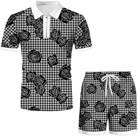 Машки 2 парчиња обични тренерки за мажи Пролетни летни врвни кратки костуми за кратки костуми за кратки ракави за кратки ракави