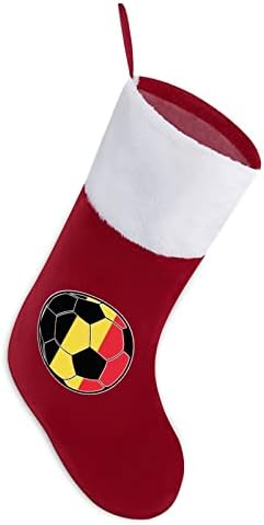 Белгија фудбалски божиќни чорапи за порибување со кадифен камин што виси за Божиќно дрво