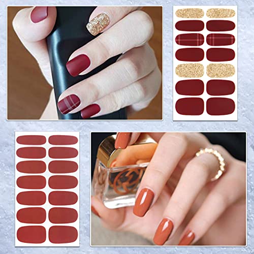 Silpecwee 20 листови Комплетни обвивки за нокти за жени Полски ленти за нокти сјајни цврста боја самостојна лепење на налепници за нокти на нокти