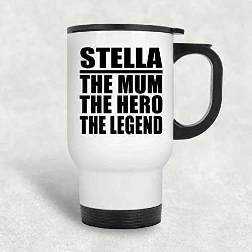 Дизајнирајте ја Стела Мајка Херој Легендата, бела патувачка кригла 14oz не'рѓосувачки челик изолиран Тумблер, подароци за роденденски годишнини
