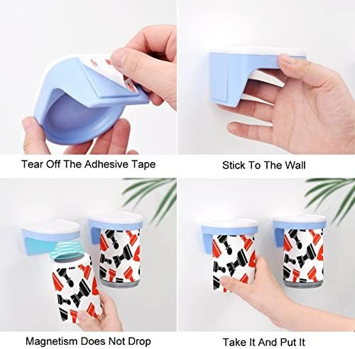 Носител на паста за заби во Nudquio Еден пар магнетни четкање чаши wallид монтирани додатоци за бања Организатор за дома/патување