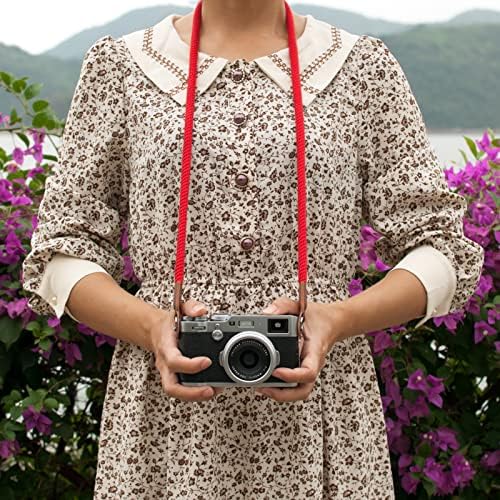 РЕМЕН ЗА Камера VKO, Ремен За Вратот На Ременот За Вратот На Камерата Со Јаже Компатибилен Со Sony Canon Никон Fuji Mirrless DSLR SLR Камера 100cm Црвена