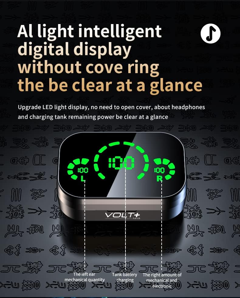 Волт плус технологија безжичен V5.3 LED Pro Earbuds компатибилен со вашиот Samsung SM-G920T IPX3 Bluetooth Вода и пот-потпорна/намалување