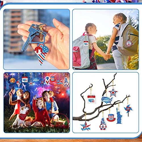 Ecaly 15 парчиња патриотски 4 -ти јули дијамантски сликарски клучеви 5D DIY уметнички украси за декор на Денот на независноста