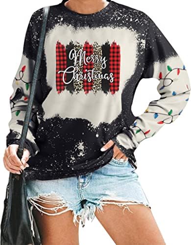 Божиќни џемпери за жени весели и светла маичка Смешна грда божиќен џемпер обичен празник пуловер врвот