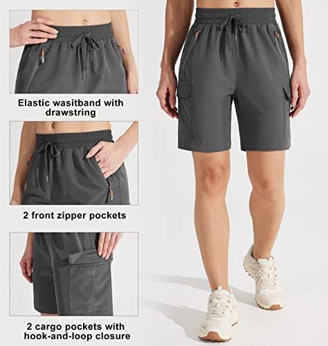 Libinенски женски пешачки шорцеви 7 9 обични атлетски атлетски активни шорцеви со лесен сув патент џебови