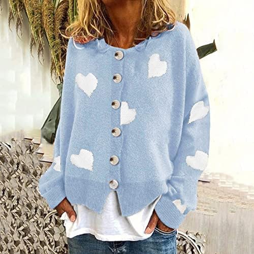 Копче за женски врат од кардиган тенка надворешна облека со долги ракави плетени џемпери во форма на срце, кардиган џемпер дами