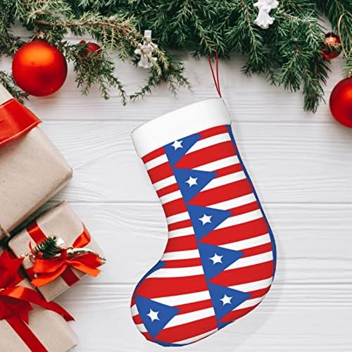 Божиќни чорапи за божиќни чорапи Порто Рико знамето двострано камин што виси чорапи