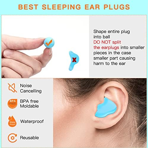 Ушни приклучоци за спиење, 12 пара меки еднократно силиконски бучава што може да се откаже од ушите за снимање, пливачи, грчеви, концерти,