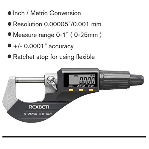 Дигитален микрометар, професионален инч/метричка дебелина Алатки за мерење 0.00005 /0.001 мм мерач на дебелина на резолуција,