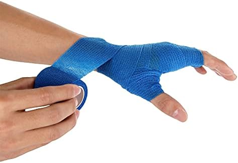 Зики 24 пакет 2 инчи*5 јарди сина лента за завој, кохезивна лента за зглобот, еластична самостојна леплива обвивка за спортска повреда, вирус, колено и зглоб, прва помо