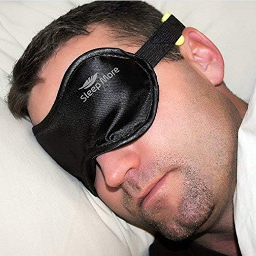 Спијте повеќе сатенска маска за очи за мажи и жени - блокира светлина за најдобрите ноќи одмор, прилагодлива лента - црно заслепено