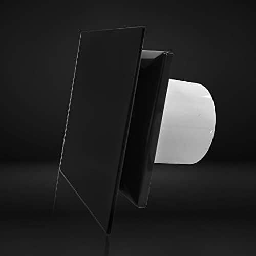 Uyjkoae 100 mm тивко црно стакло панел Елегантен дизајн на бања Екстрактор вентилатор