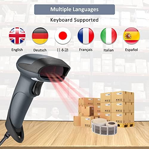 Zacoora 1D Laser Barcode Scanner USB Wired Readled Bar Code Reader Ergonomic Design Barcode Gun For POS System Supermarkes Shareouse Store