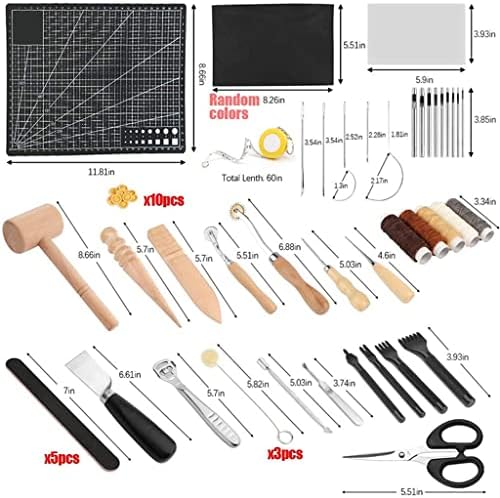 WXBDD кожни работни алатки Комплет за шиење на кожа Основни додатоци за кожа со кожен занаетчиски алатки за запис