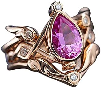 Моден исклучителен капка во форма на дијамантски црвен циркон прстен за жени прстени во средношколски прстени