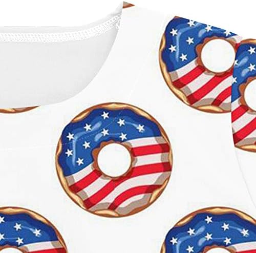 4 јули Кошули За Жени Американско Знаме Летен Краток Ракав В Маица За Вратот со 2 Џебови Блузи Празнична Секојдневна Работна Облека