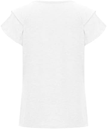 Тинејџерски девојки памук длабок v врат графички бренд основен лабав фит блуза маица кратка ракав блуза за жени одат