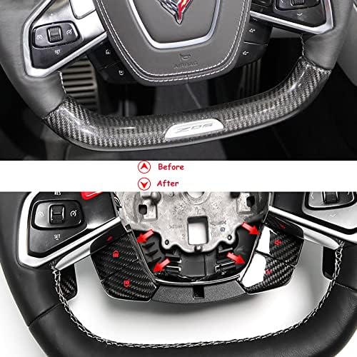 G Бренд Оригинален капакот на јачината на јаглеродните влакна за капакот на Chevrolet Corvette C8 Z06 Coupe 2020 2021 2021 2022, 4PCS налепници за воланот за воланот, црвена, сина, бела