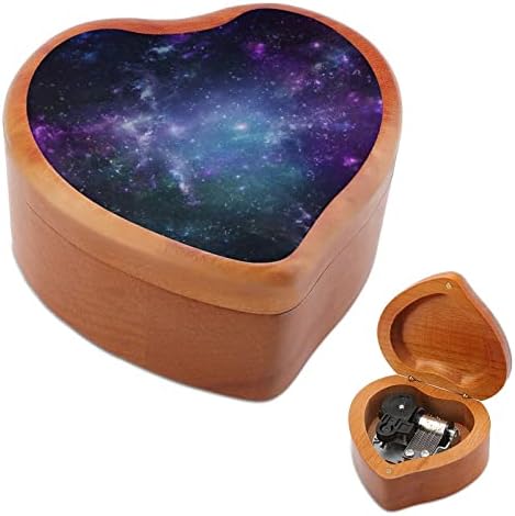 Сина виолетова галаксиска часовничка музичка кутија гроздобер дрвена форма во облик на музички кутии играчки подароци украси