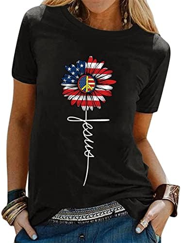 Напу Американски Знамиња Врвови Жени Американски Графички Памучни Врвови Надворешен Клуб За Забави Маичка Мода Блуза Со Кратки