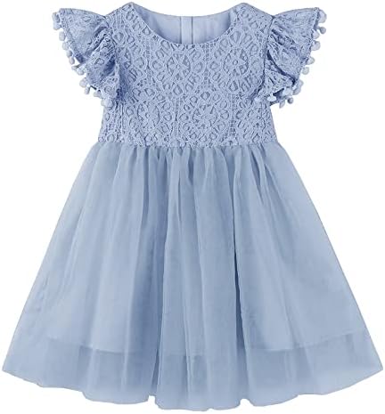 RJXDLT TOMDLER Девојки од чипка фустани бебе девојче елегантен фустан трепет ракав чипка фустан забава принцеза фустан