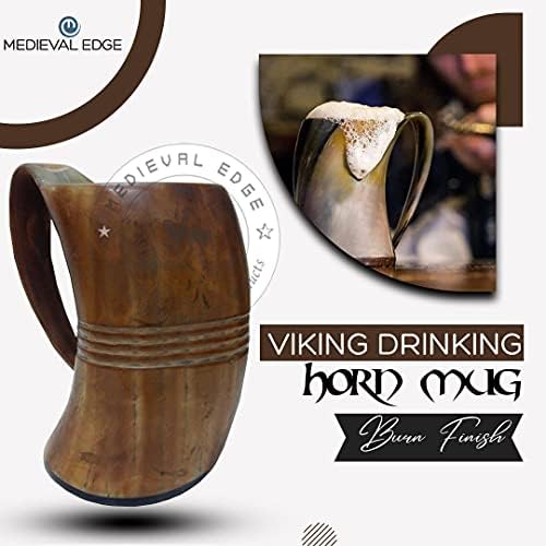Средновековна Работ Рачно Изработени Вистински Рог Направени Викинзите Пиво Пиење Кригла