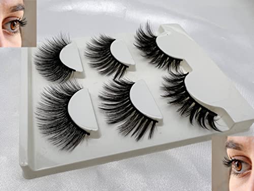 THE BEAUTY QUEEN 3D Natural Mink Eyelashes 3 Style Mix Faux mink Eyelashes Looks So Natural, Wispy Cat Eye Faux Mink Lashes, Fluffy Volume Eyelash
