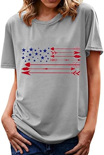 Денот на независноста кошула за жени Американско знаме 4-ти јули маици кратки ракави блуза фустани обичен графички мета