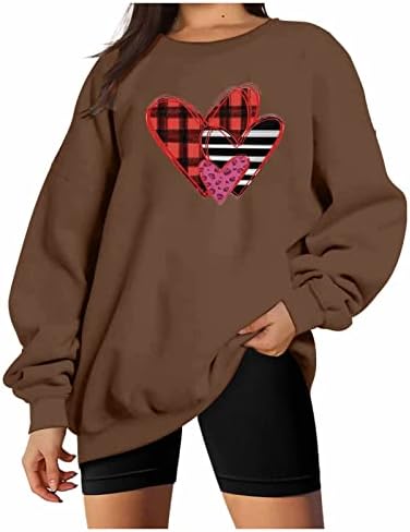 JJHAEVDY WONTER LOKE Heart Sweatshirt Graphic Pullovers Love Heart Letter Print Sweatshirt Valentine врвови облека