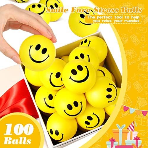 VINSOT 2,5 инчи насмевка лице Стрес топки Масовно среќна насмевка Олеснување на стрес топки мини смешни топки од пена деца насмевка лице