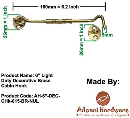 Адонаи хардверска лесна должност Декоративна кука за кабини за месинг - 6 , бронзена масло триење