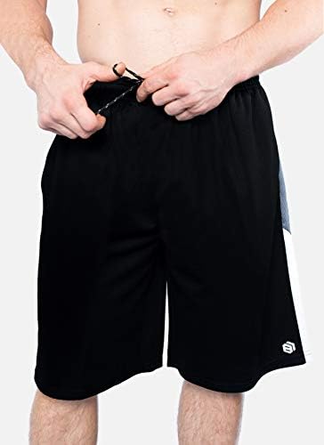 Машка премиум влажна влага активни шорцеви за атлетски перформанси со џебови - 5 пакувања