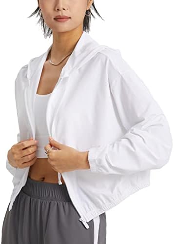 Altенски женски UPF 50+ Заштита на сонцето исечени јакни со патент за ладење кошула за атлетски тренингот што работи качулка