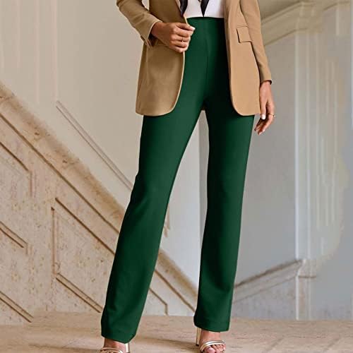 Работни панталони за жени цврста боја западни панталони со високи хеланки на половината широки панталони со нозе Елегантни канцелариски