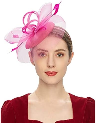 Коктел забава капачиња гроздобер пилумчиња шапка панделки цветна цветна капа со капи за клип за жени