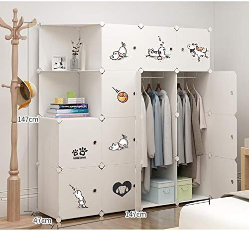 Организатор на гардероба за деца, преносна смола спална соба Армауар симпатична цртана рунда плакари модуларна коцка за деца -White L147