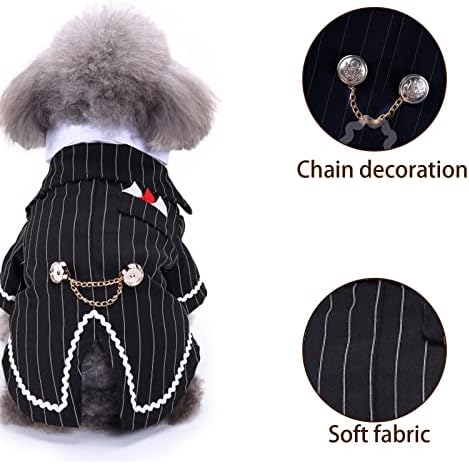 Tuxedo со кучиња играчки со лак, шарена карирана миленичиња мачка кучиња костум елегантна формална кошула за фустани за роденден на