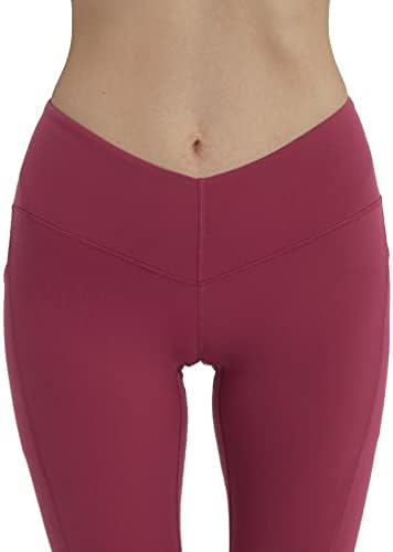 Sissycosенски женски V-vaist хеланки со џебови за контрола на стомакот, кој работи со јога панталони 28 “