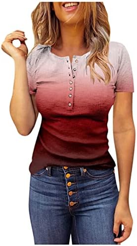Жени блузи и врвови мода 2023 година со копче за кратки ракави надолу, плус-големина, обични селски кошули жени